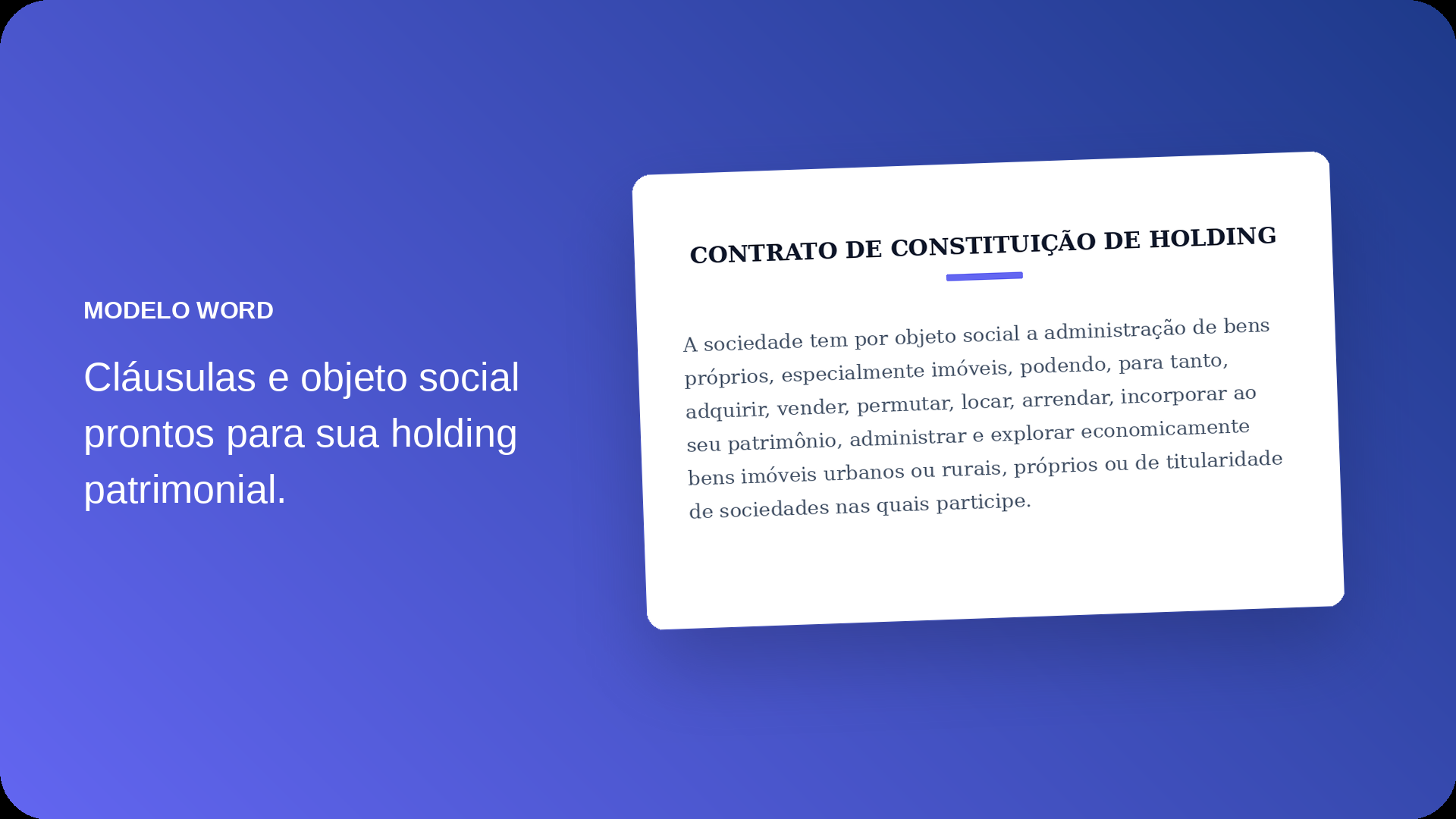 Modelo de contrato de constituição de holding